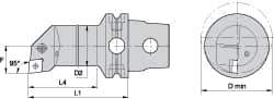 Kennametal - Left Hand Cut, Size KM63, CN.. Insert Compatiblity, Internal Modular Turning & Profiling Cutting Unit Head - 22mm Ctr to Cutting Edge, 140mm Head Length, Through Coolant, Series Kenlever - USA Tool & Supply