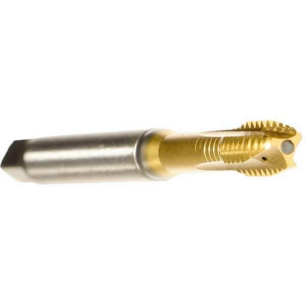 Emuge - 1/4-20 UNC, 3 Flute, TiCN Finish, Cobalt Spiral Point Tap - Plug Chamfer, Right Hand Thread, 3.15" OAL, 0.669" Thread Length, 0.255" Shank Diam, 2B Class of Fit, Series Rekord B - Exact Industrial Supply