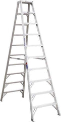 Werner - 9 Steps, 10' High, Type IA Rating, Aluminum Step Ladder - 300 Lb Capacity, 28-3/4" Base Width - USA Tool & Supply