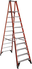 Werner - 10 Steps, 12' High, Type IA Rating, Fiberglass Platform Ladder - 300 Lb Capacity, 37-1/2" Base Width - USA Tool & Supply