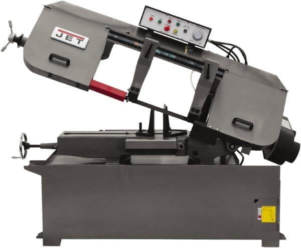 Jet - 13 x 21" Max Capacity, Semi-Automatic Variable Speed Pulley Horizontal Bandsaw - 80 to 260 SFPM Blade Speed, 230/460 Volts, 45°, 3 hp, 3 Phase - USA Tool & Supply