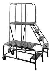 PW Platforms - 5 Step Platform - Rolling Work Platform, 500 Lb Capacity, 50" Platform Height, 32" Base Width x 59" Base Depth, Perforated Tread - USA Tool & Supply