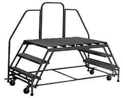 PW Platforms - 3 Step Platform - Double Access Rolling Work Platform, 500 Lb Capacity, 30" Platform Height, 26" Base Width x 77" Base Depth - USA Tool & Supply