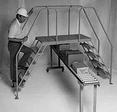 PW Platforms - 58" 6 Step Crossover Bridge - 300 Lb Capacity, 60" Platform Height, 26" Base Width x 110" Base Depth, Perforated Tread - USA Tool & Supply