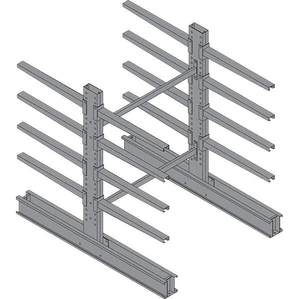 Made in USA - 8' High Double Sided Cantilever Rack - With Lip, 43,000 Lb Capacity, 65" Base Length, 24" Arm Length - USA Tool & Supply