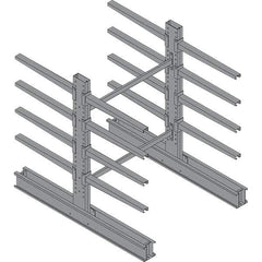 Made in USA - 8' High Double Sided Cantilever Rack - With Lip, 43,000 Lb Capacity, 65" Base Length, 24" Arm Length - USA Tool & Supply