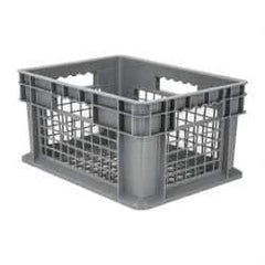 Akro-Mils - 0.89 Cu Ft, 30 Lb Load Capacity Gray Polyethylene Tote Container - Stacking, 15.8" Long x 11.8" Wide x 8.3" High - USA Tool & Supply