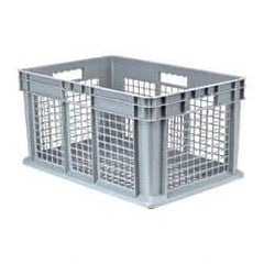 Akro-Mils - 2.67 Cu Ft, 45 Lb Load Capacity Gray Polyethylene Tote Container - Stacking, 23.3" Long x 15.8" Wide x 12.3" High - USA Tool & Supply