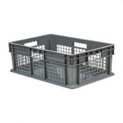 Akro-Mils - 1.78 Cu Ft, 83 Lb Load Capacity Gray Polyethylene Tote Container - Stacking, 23.3" Long x 15.8" Wide x 8.3" High - USA Tool & Supply