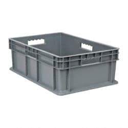 Akro-Mils - 1.78 Cu Ft, 83 Lb Load Capacity Gray Polyethylene Tote Container - Stacking, 23.3" Long x 15.8" Wide x 8.3" High - USA Tool & Supply