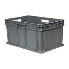 Akro-Mils - 2.67 Cu Ft, 125 Lb Load Capacity Gray Polyethylene Tote Container - Stacking, 23.3" Long x 15.8" Wide x 12.3" High - USA Tool & Supply