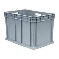 Akro-Mils - 3.55 Cu Ft, 150 Lb Load Capacity Gray Polyethylene Tote Container - Stacking, 23.3" Long x 15.8" Wide x 16.1" High - USA Tool & Supply