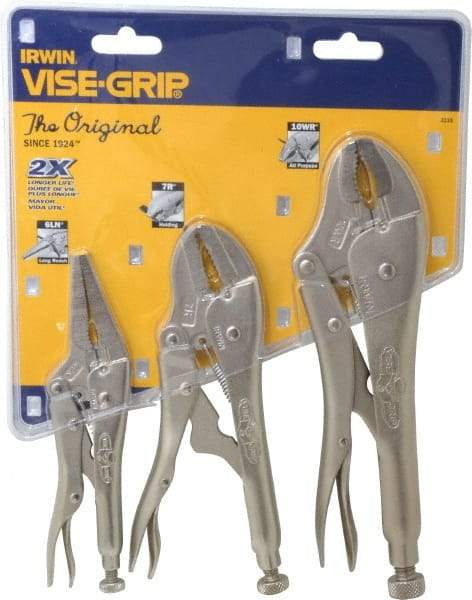 Irwin - 3 Piece Locking Plier Set - Comes in Clamshell - USA Tool & Supply