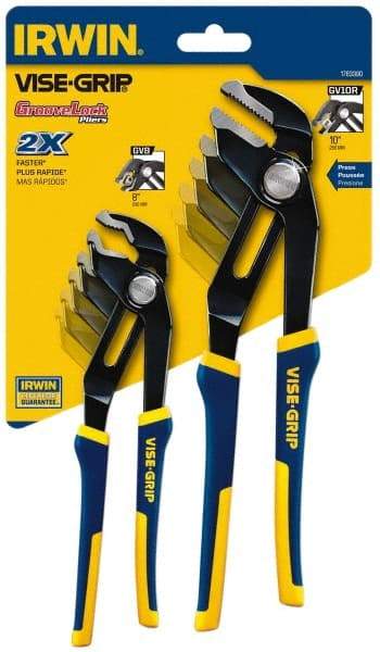 Irwin - 2 Piece GrooveLock Plier Set - Comes in Clamshell - USA Tool & Supply