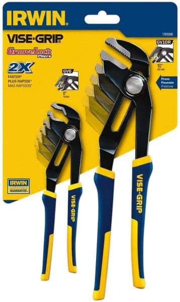 Irwin - 2 Piece GrooveLock Plier Set - Comes in Clamshell - USA Tool & Supply