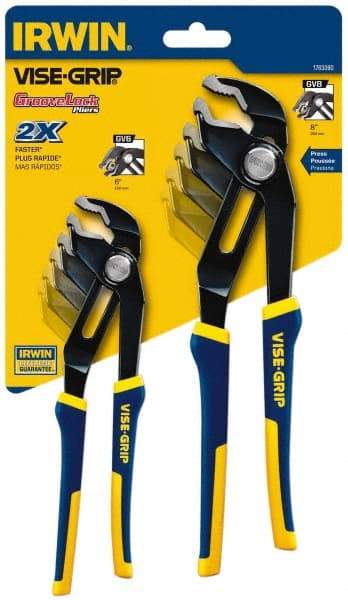 Irwin - 2 Piece GrooveLock Plier Set - Comes in Clamshell - USA Tool & Supply