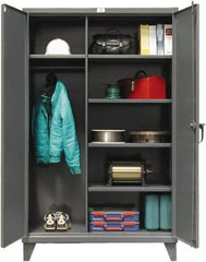 Strong Hold - 5 Shelf Combination Storage Cabinet - Steel, 48" Wide x 24" Deep x 72" High, Dark Gray - USA Tool & Supply