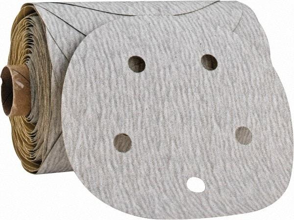3M - 5" Diam, 220 Grit Silicon Carbide Adhesive PSA Disc - Very Fine Grade, Gray, A Weighted Backing, Flexible, Use with Random Orbital Sanders - USA Tool & Supply