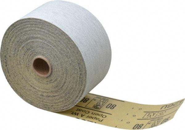3M - 80 Grit, Silicon Carbide Adhesive Backed Sanding Sheets - Sheet Roll, 2-3/4" x 25 Yds., Medium Grade, A Weighted Backing - USA Tool & Supply