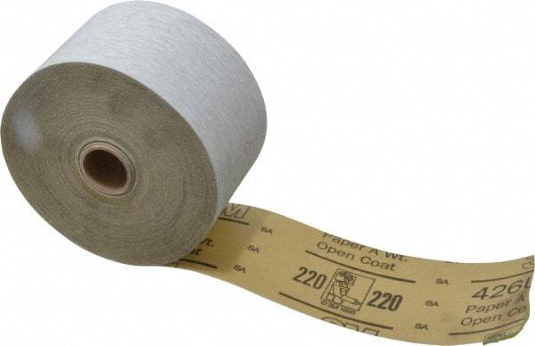 3M - 220 Grit, Silicon Carbide Adhesive Backed Sanding Sheets - Sheet Roll, 2-3/4" x 50 Yds., Very Fine Grade, A Weighted Backing - USA Tool & Supply