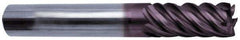 Guhring - 1", 5 Flute, Single End, Solid Carbide, Corner Chamfer End Mill - 4" OAL, 45° Helix, Right Hand Flute, 1-1/2" LOC, Right Hand Cut - USA Tool & Supply