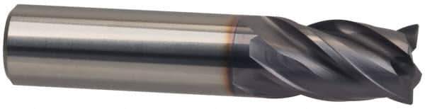 Guhring - 1/2", 5/8" LOC, 1/2" Shank Diam, 2-1/2" OAL, 4 Flute, Solid Carbide Square End Mill - Single End, Nano-A Finish, Spiral Flute, Variable° Helix, Centercutting, Right Hand Cut, Right Hand Flute, Series 4257 - USA Tool & Supply