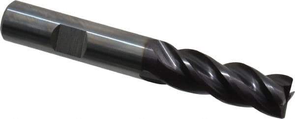 Guhring - 1/2", 1-1/4" LOC, 1/2" Shank Diam, 3-1/2" OAL, 4 Flute, Solid Carbide Square End Mill - Single End, Nano-A Finish, Spiral Flute, 36/38° Helix, Centercutting, Right Hand Cut, Right Hand Flute, Series 3080 - USA Tool & Supply