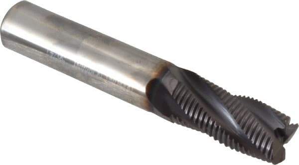 Guhring - 1/2" Diam, Coarse Pitch, 1" LOC, 4 Flute Solid Carbide Corner Chamfer Roughing End Mill - FIREX Finish, 3" OAL, 1/2" Shank Diam, Single End, Centercutting - USA Tool & Supply