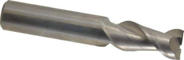 Guhring - 1/2", 1" LOC, 1/2" Shank Diam, 3" OAL, 2 Flute, Solid Carbide Square End Mill - Single End, Uncoated, Spiral Flute, 45° Helix, Centercutting, Right Hand Cut, Right Hand Flute, Series 3174 - USA Tool & Supply