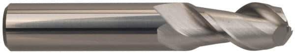 Guhring - 3/8", 7/8" LOC, 3/8" Shank Diam, 2-1/2" OAL, 2 Flute, Solid Carbide Square End Mill - Single End, Uncoated, Spiral Flute, 45° Helix, Centercutting, Right Hand Cut, Right Hand Flute, Series 3174 - USA Tool & Supply