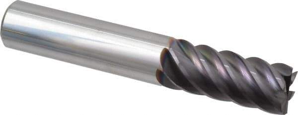 Guhring - 1/2", 1" LOC, 1/2" Shank Diam, 3" OAL, 6 Flute, Solid Carbide Square End Mill - Single End, FIREX Finish, Spiral Flute, 44/45/46° Helix, Centercutting, Right Hand Cut, Right Hand Flute, Series 3115 - USA Tool & Supply