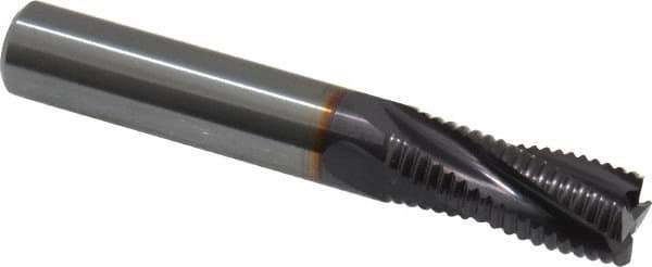 Guhring - 3/8" Diam, Fine Pitch, 7/8" LOC, 4 Flute Solid Carbide Roughing Square End Mill - FIREX Finish, 2-1/2" OAL, 3/8" Shank Diam, Single End, Centercutting - USA Tool & Supply