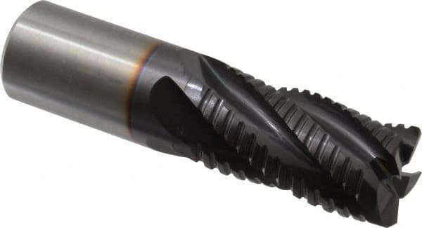 Guhring - 1" Diam, Fine Pitch, 1-3/4" LOC, 5 Flute Solid Carbide Roughing Square End Mill - FIREX Finish, 4" OAL, 1" Shank Diam, Single End, Centercutting - USA Tool & Supply