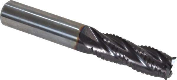 Guhring - 3/8" Diam, Fine Pitch, 1" LOC, 4 Flute Solid Carbide Roughing Square End Mill - FIREX Finish, 2-1/2" OAL, 3/8" Shank Diam, Single End, Centercutting - USA Tool & Supply
