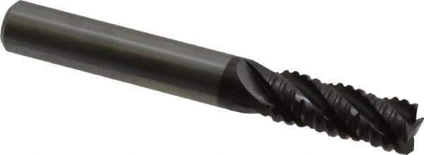 Guhring - 5/16" Diam, Coarse Pitch, 13/16" LOC, 4 Flute Solid Carbide Roughing Square End Mill - Nano-A Finish, 2-1/2" OAL, 5/16" Shank Diam, Single End, Centercutting - USA Tool & Supply