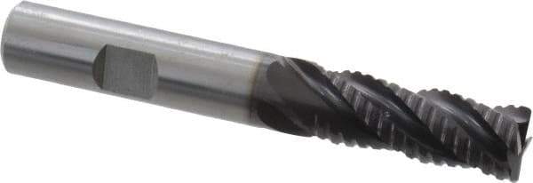 Guhring - 1/2" Diam, Coarse Pitch, 1-1/4" LOC, 4 Flute Solid Carbide Roughing Square End Mill - Nano-A Finish, 3-1/2" OAL, 1/2" Shank Diam, Single End, Centercutting - USA Tool & Supply