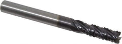 Guhring - 1/4" Diam, Coarse Pitch, 3/4" LOC, 4 Flute Solid Carbide Roughing Square End Mill - Nano-A Finish, 2-1/2" OAL, 1/4" Shank Diam, Single End, Centercutting - USA Tool & Supply