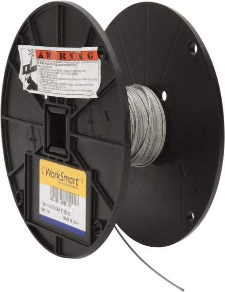 Value Collection - 1/16" Diam, Aircraft Cable - 500 Lb Breaking Strength, 1 x 19 Single Strand - USA Tool & Supply