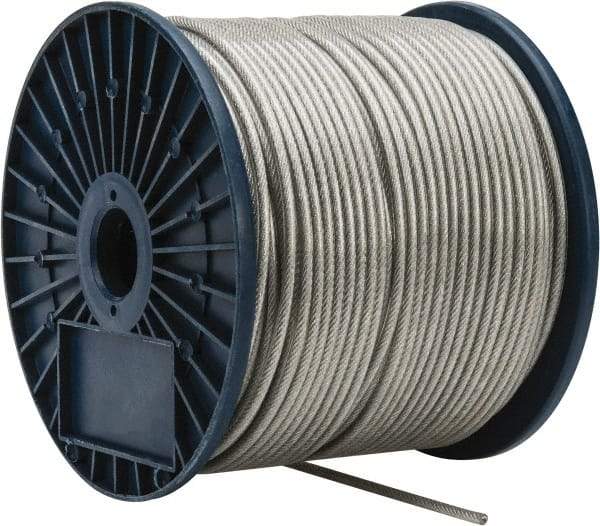 Value Collection - 3/16" x 3/32" Diam, Aircraft Cable - 920 Lb Breaking Strength, 7 x 7 Strand Core, Vinyl Coating - USA Tool & Supply