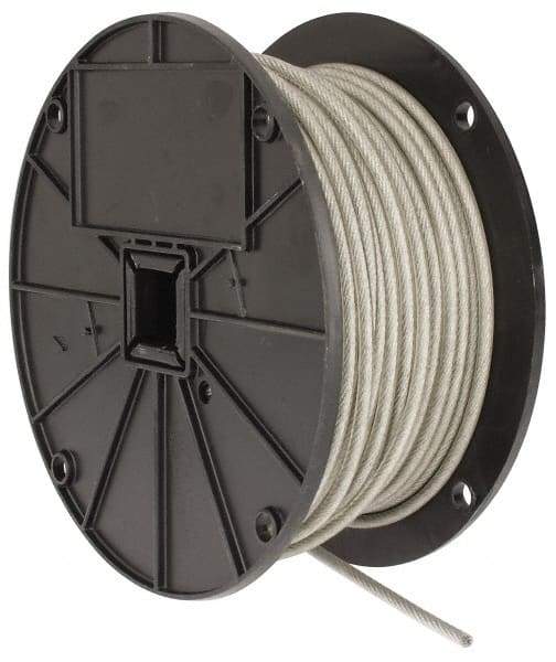 Value Collection - 3/16" x 3/32" Diam, Aircraft Cable - 920 Lb Breaking Strength, 7 x 7 Strand Core, Vinyl Coating - USA Tool & Supply