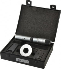 Starrett - 3/4 to 1", 2-5/8" Gage Depth, Mechanical Inside Hole Micrometer - 0.0003" Graduation, 0.00015" Accuracy, Ratchet Stop Thimble - USA Tool & Supply