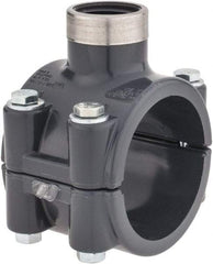 Value Collection - 2 x 3/4" PVC Plastic Pipe Clamp On Saddle with Viton O-Ring - Schedule 80, Pipe O.D. x SR Fipt End Connections - USA Tool & Supply