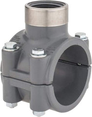 Value Collection - 2 x 1" CPVC Plastic Pipe Clamp On Saddle with Viton O-Ring - Schedule 80, Pipe O.D. x SR Fipt End Connections - USA Tool & Supply