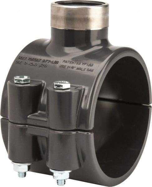 Value Collection - 3 x 1" PVC Plastic Pipe Clamp On Saddle with Viton O-Ring - Schedule 80, Pipe O.D. x SR Fipt End Connections - USA Tool & Supply