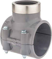 Value Collection - 3 x 2" CPVC Plastic Pipe Clamp On Saddle with Viton O-Ring - Schedule 80, Pipe O.D. x SR Fipt End Connections - USA Tool & Supply