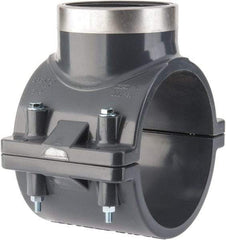 Value Collection - 6 x 3" CPVC Plastic Pipe Clamp On Saddle with Viton O-Ring - Schedule 80, Pipe O.D. x SR Fipt End Connections - USA Tool & Supply
