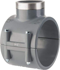 Value Collection - 6 x 4" PVC Plastic Pipe Clamp On Saddle with Viton O-Ring - Schedule 80, Pipe O.D. x SR Fipt End Connections - USA Tool & Supply