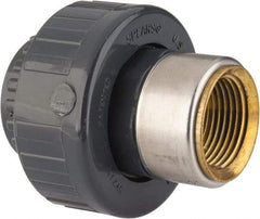 Value Collection - 1" PVC Plastic Pipe Union with EPDM O-Ring - Schedule 80, PVC Slip x Brass Fipt End Connections - USA Tool & Supply