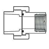 Value Collection - 2" PVC Plastic Pipe Union with EPDM O-Ring - Schedule 80, PVC Slip x Brass Fipt End Connections - USA Tool & Supply