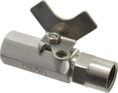 Midwest Control - 1/2" Pipe, Reduced Port, Stainless Steel Miniature Ball Valve - 2 Piece, Inline - Two Way Flow, FNPT x FNPT Ends, Butterfly Handle, 1,000 WOG, 150 WSP - USA Tool & Supply